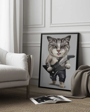 Tablou înramat „heavy metal cat” de Adam Lawless