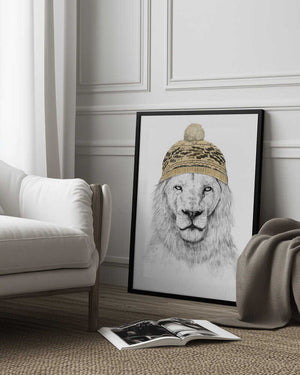 Tablou înramat „Winter Lion” de Balazs Solti