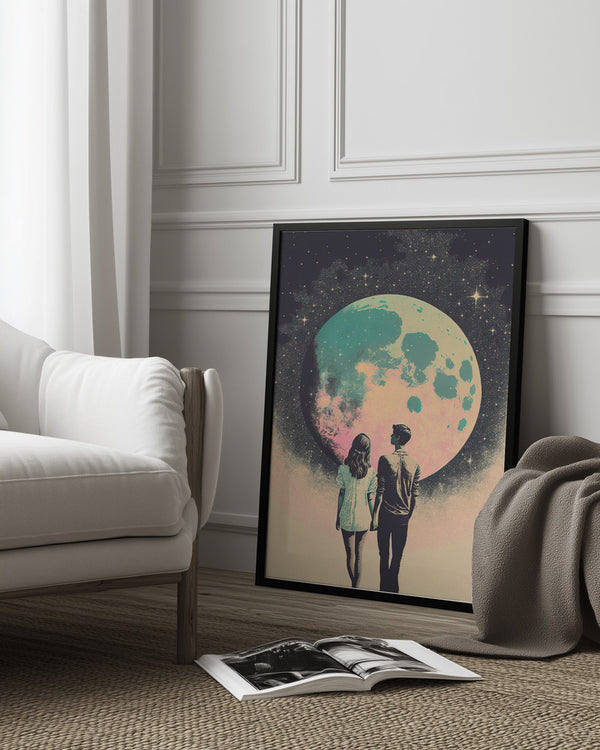 Tablou înramat „Lunar Lovers&#039; Journey” de Treechild