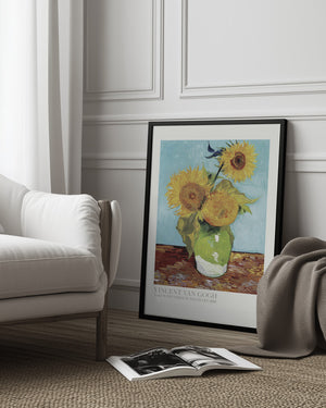 Tablou înramat „Vase With Three Sunflowers” de Vincent Van Gogh