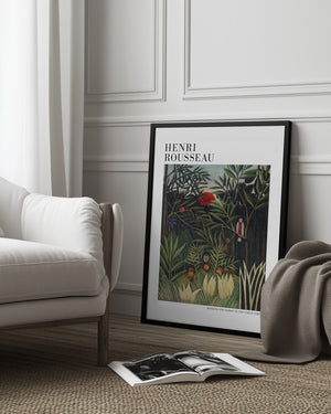 Tablou înramat „Monkeys And Parrot In The Virgin Forest” de Henri Rousseau