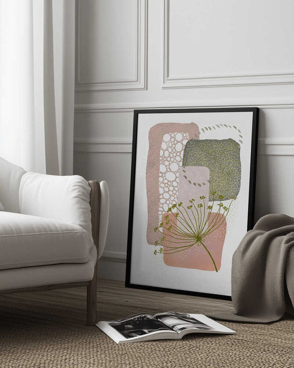 Tablou înramat „Delicate Pink and Green-2” de Sally Ann Moss