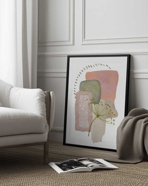 Tablou înramat „Delicate Pink and Green-1” de Sally Ann Moss
