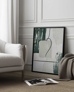 Tablou înramat „Abstract Shapes in Green-3” de Sally Ann Moss