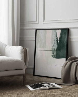 Tablou înramat „Abstract Shapes in Green-2” de Sally Ann Moss