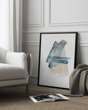 Tablou înramat „Atlantic Blue Abstract-3” de Sally Ann Moss