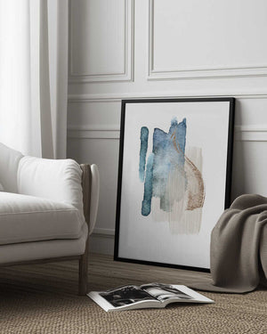 Tablou înramat „Atlantic Blue Abstract-2” de Sally Ann Moss