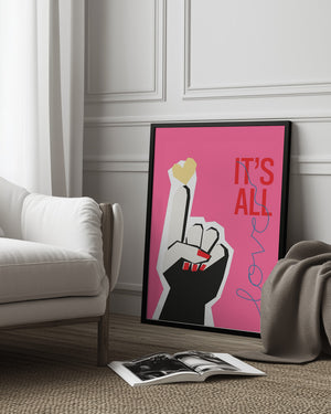 Tablou înramat „It's All Love Hand Pink” de Frances Collett