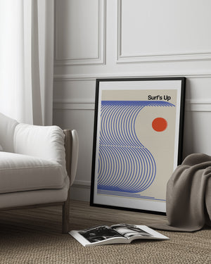 Tablou înramat „Surf's Up Biscuit Blue” de Frances Collett