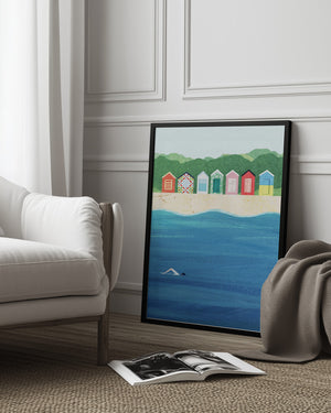 Tablou înramat „Beach Huts” de longwayhome