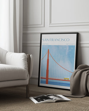 Tablou înramat „San Francisco, Golden Gate Bridge” de longwayhome