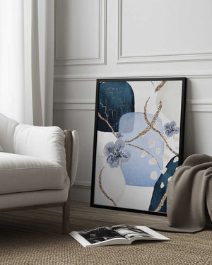 Tablou înramat „Floral Blue-2” de Sally Ann Moss