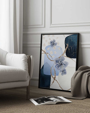 Tablou înramat „Floral Blue-1” de Sally Ann Moss