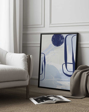 Tablou înramat „Lines of Blue-3” de Sally Ann Moss