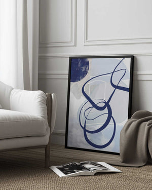 Tablou înramat „Lines of Blue-2” de Sally Ann Moss