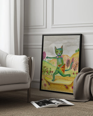 Tablou înramat „Pizza Cat” de Sharyn Bursic