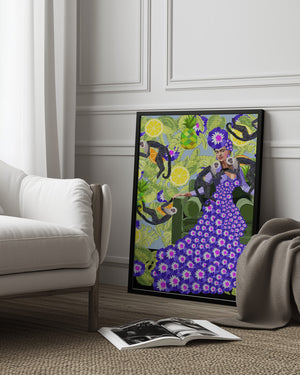 Tablou înramat „Frida in the Garden” de Lynnda Rakos
