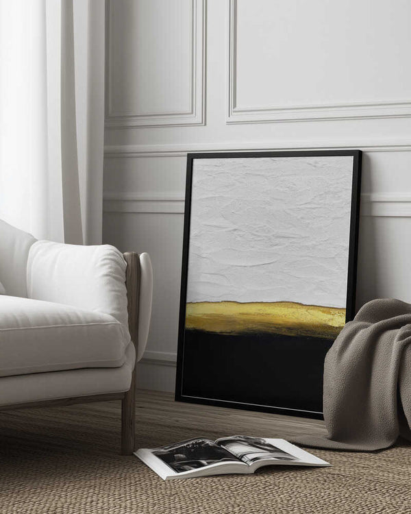 Tablou înramat „Black and White Golden Night” de Alyson Storms