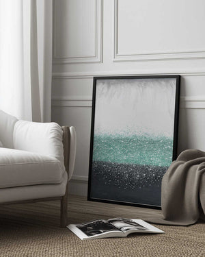 Tablou înramat „Crystal Rain Green” de Alyson Storms