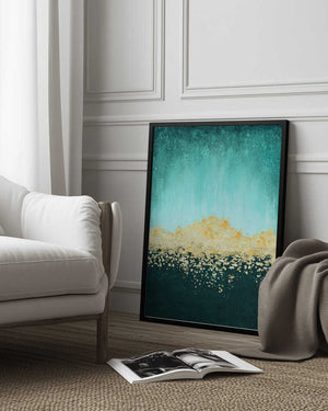 Tablou înramat „Golden Dawn Teal” de Alyson Storms