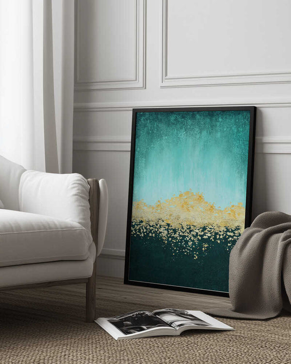 Tablou înramat „Golden Dawn Teal” de Alyson Storms