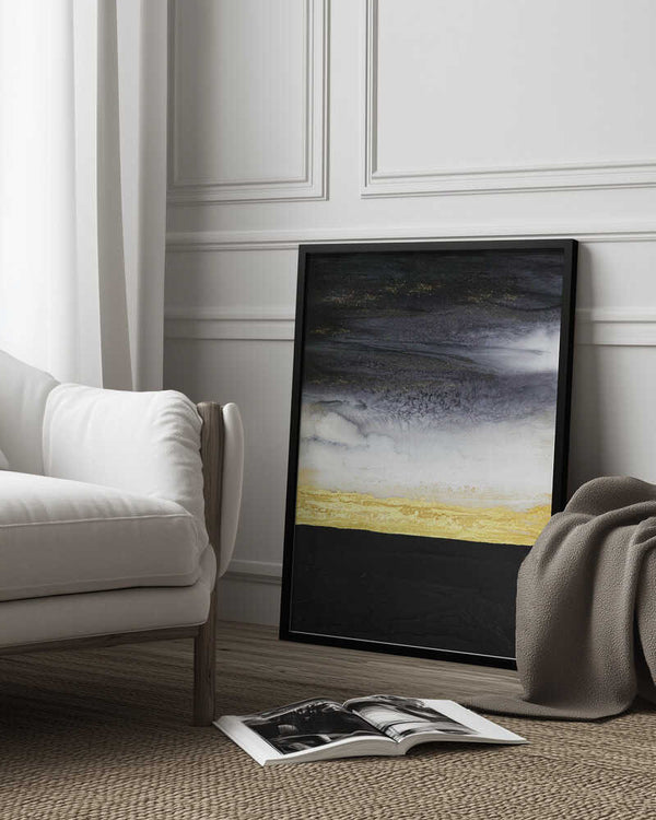 Tablou înramat „Noir and Gold” de Alyson Storms