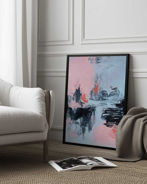 Tablou înramat „Pink and Grey Abstract 2” de Alyson Storms