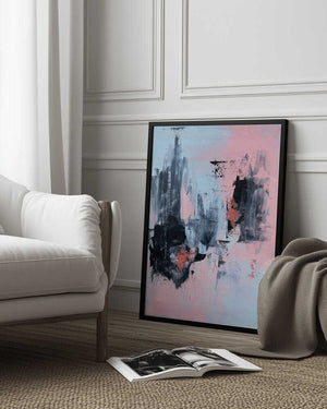Tablou înramat „Pink and Grey Abstract 3” de Alyson Storms