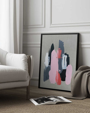 Tablou înramat „Pink Black and Grey 1” de Alyson Storms