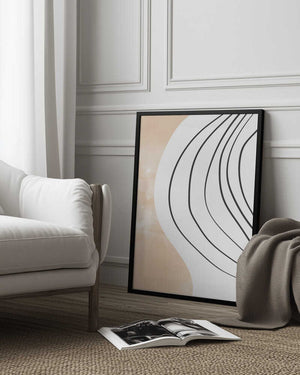 Tablou înramat „Beige Black Line Art” de Melloi Art Prints