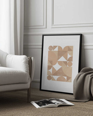 Tablou înramat „Beige Geometric Art” de Melloi Art Prints