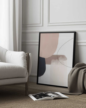 Tablou înramat „Abstract Beige Black Art” de Melloi Art Prints