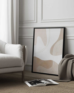 Tablou înramat „Abstract Earth Tones with Organic Lines” de Melloi Art Prints