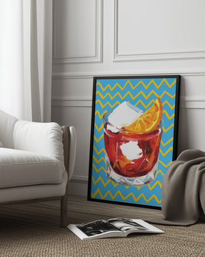 Tablou înramat „Negroni Blue” de Alice Straker