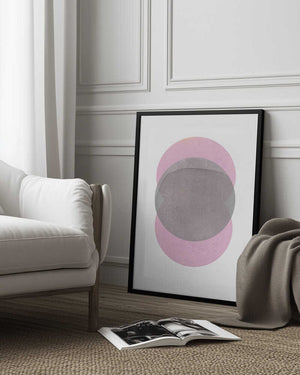 Tablou înramat „Gray Pink Circles” de Louise van Terheijden
