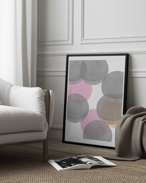 Tablou înramat „Gray Pink Circles Ii” de Louise van Terheijden