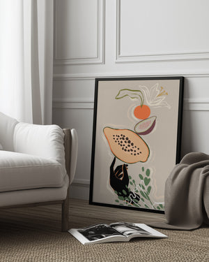 Tablou înramat „Balancing Fruits” de Arty Guava