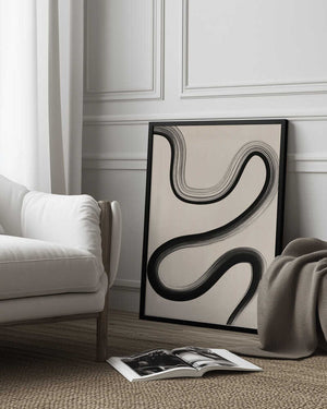 Tablou înramat „Black Brush Stroke Art” de Elena Ristova