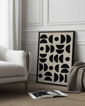 Tablou înramat „Geometric Semi Circles Pattern” de Elena Ristova
