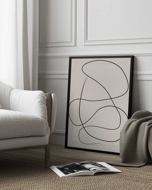 Tablou înramat „Swirling One Line Art” de Elena Ristova