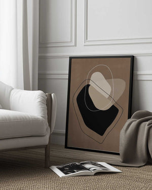 Tablou înramat „Layered Organic Shapes in Neutral Tones” de Elena Ristova