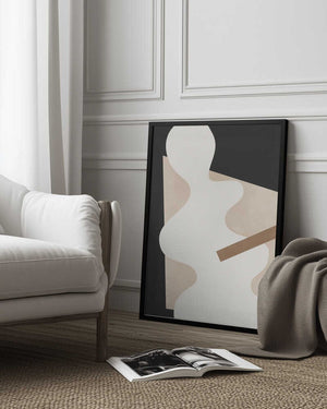 Tablou înramat „Beige Graphic Curves Art” de Elena Ristova