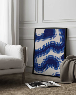 Tablou înramat „Blue Wave Patterns” de Elena Ristova