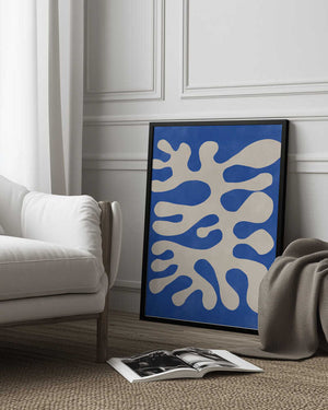Tablou înramat „Organic Blue Shapes” de Elena Ristova