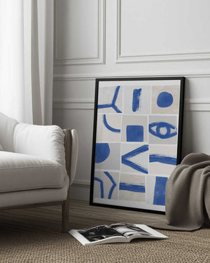 Tablou înramat „Minimalist Blue Brushstrokes” de Elena Ristova