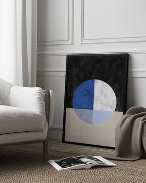 Tablou înramat „Isected Circle with Blue and White Quadrants” de Elena Ristova