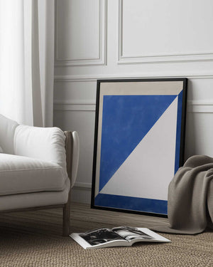 Tablou înramat „Blue Geometric Play” de Elena Ristova