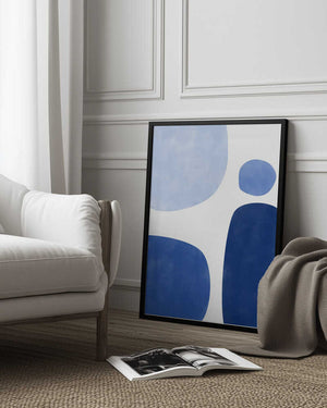 Tablou înramat „Blue Geometric Flow” de Elena Ristova