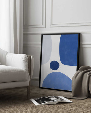 Tablou înramat „Blue Harmony Shapes” de Elena Ristova