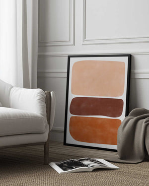 Tablou înramat „Three Stacked Earthy Toned Rectangles” de Elena Ristova